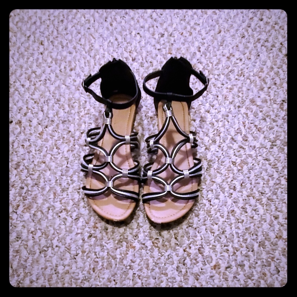 Black and silver sandals